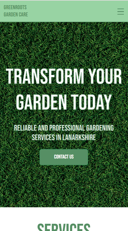 GreenRoots Gardening homepage screenshot